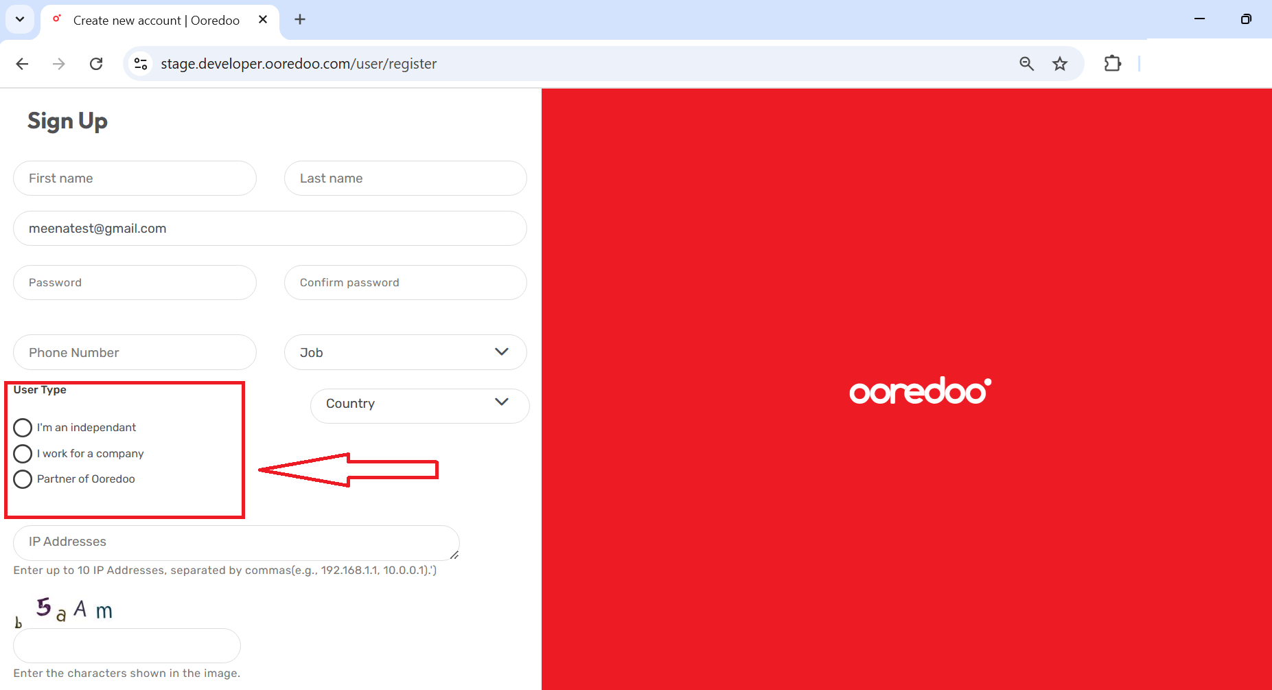 Partner Onboarding- User type